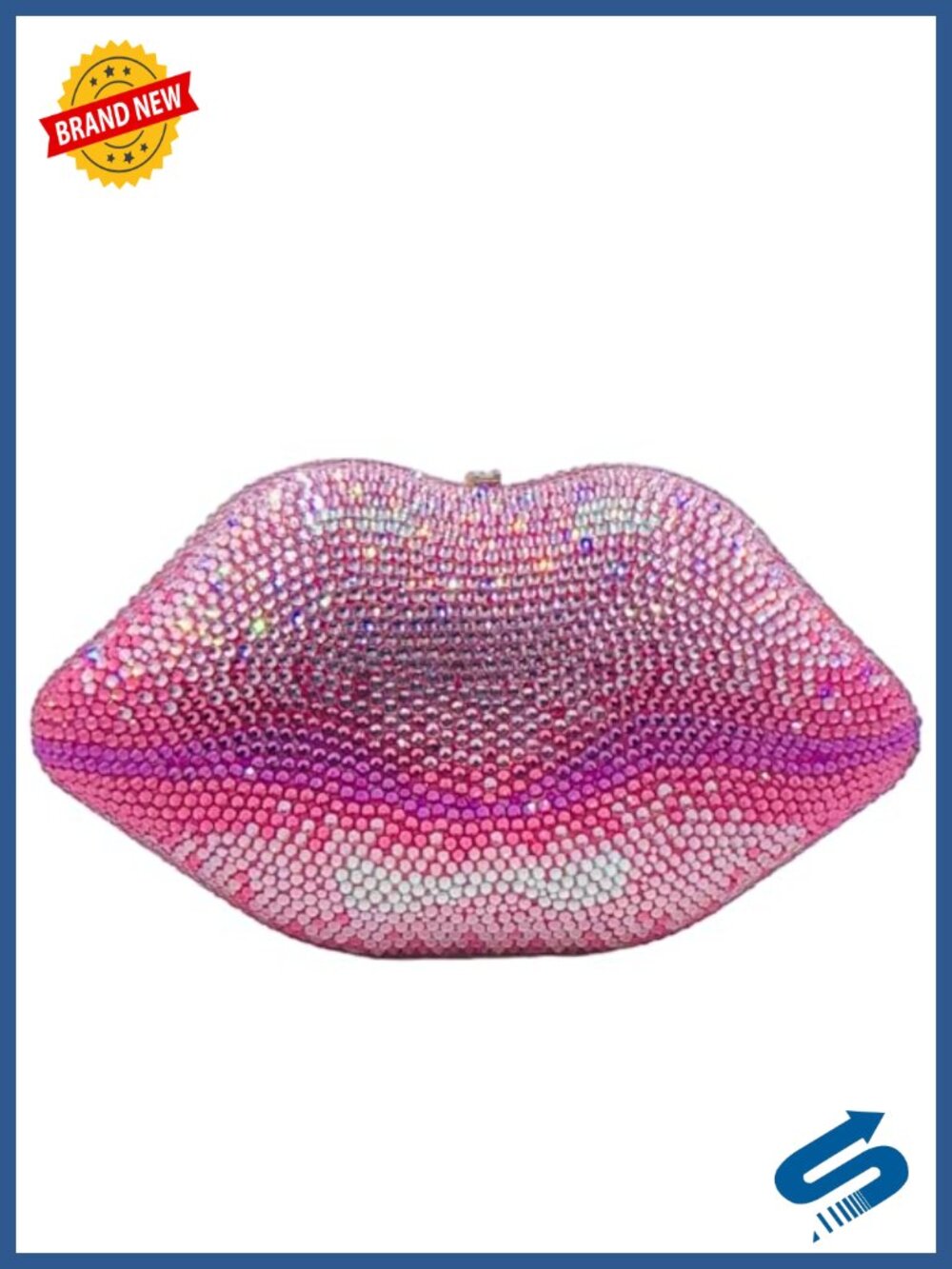 Rhinestone Lip Shaped Clutch Faux Leather Evening Bag Party Prom